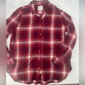 Red Plaid Button-Up Shirt